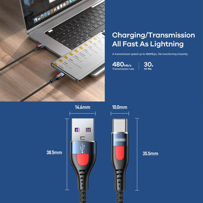 REMAX RC-188a Lesu Pro 1m 5A USB to USB-C / Type-C Aluminum Alloy Braid Fast Charging Data Cable(Black) - USB-C & Type-C Cable by REMAX | Online Shopping UK | buy2fix