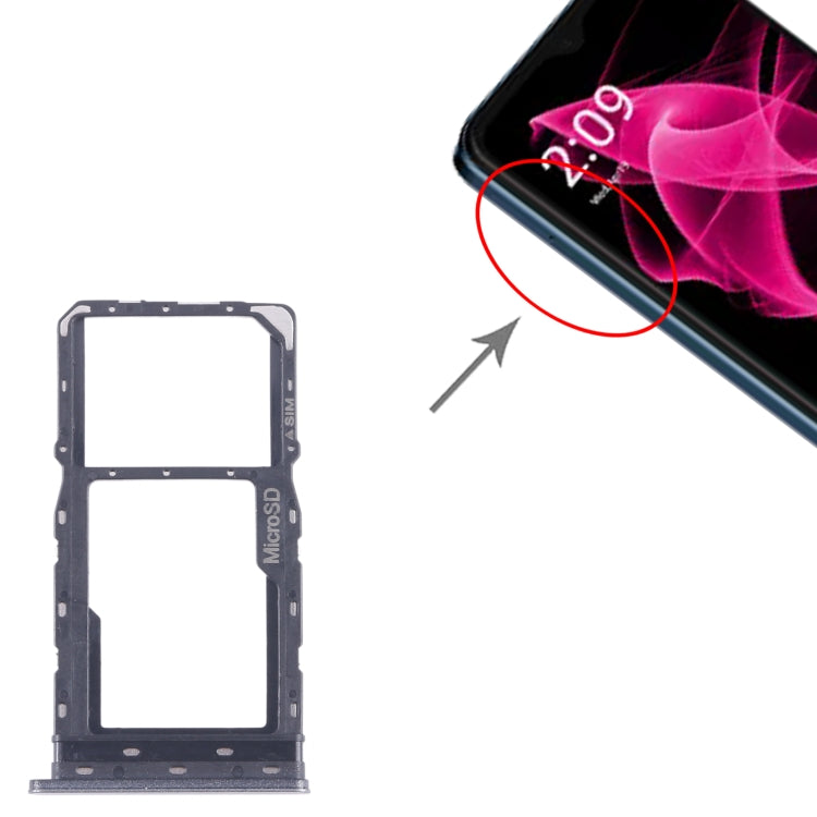 For T-Mobile Revvl 6 SIM Card Tray + Micro SD Card Tray (Black) - For T-Mobile by buy2fix | Online Shopping UK | buy2fix