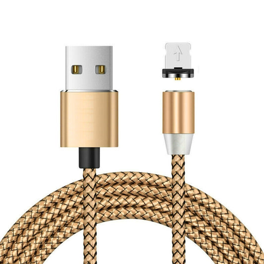 USB to 8 Pin Magnetic Metal Connector Nylon Two-color Braided Magnetic Data Cable, Cable Length: 1m(Gold) - Charging Cable & Head by buy2fix | Online Shopping UK | buy2fix