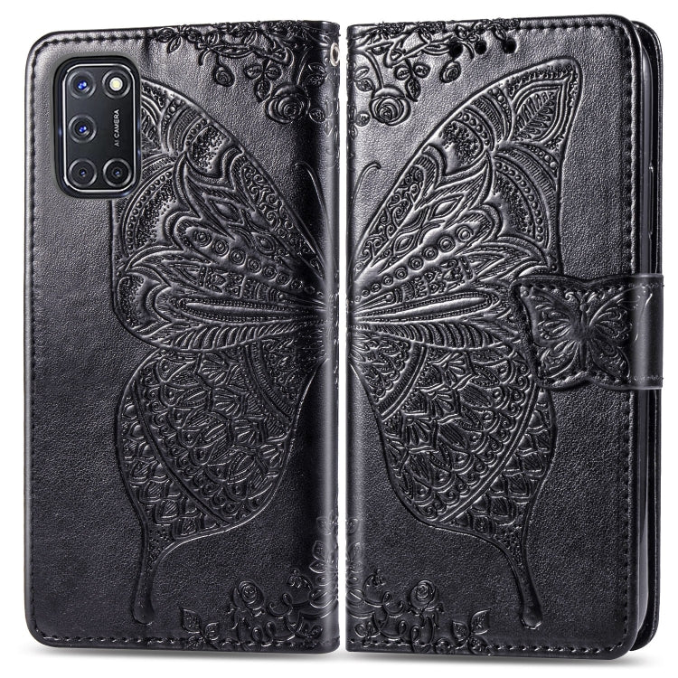 For OPPO A52/A72/A92 Butterfly Love Flower Embossed Horizontal Flip Leather Case with Bracket / Card Slot / Wallet / Lanyard(Black) - OPPO Cases by buy2fix | Online Shopping UK | buy2fix