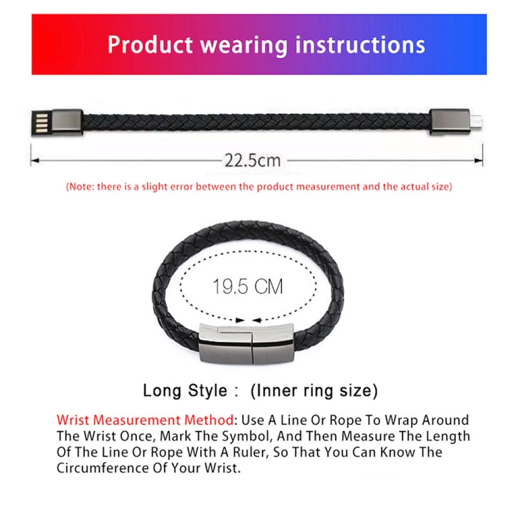 XJ-27 3A USB to USB-C / Type-C Creative Bracelet Data Cable, Cable Length: 22.5cm(Black) - Multifunctional Cable by buy2fix | Online Shopping UK | buy2fix