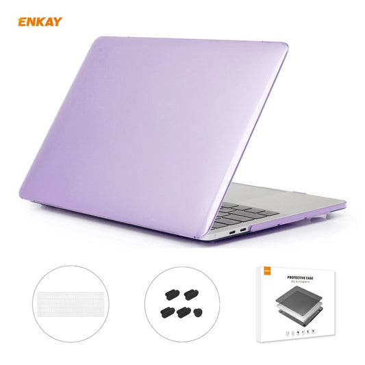 ENKAY 3 in 1 Crystal Laptop Protective Case + US Version TPU Keyboard Film + Anti-dust Plugs Set for MacBook Pro 13.3 inch A1706 / A1989 / A2159 (with Touch Bar)(Purple) - MacBook Pro Cases by ENKAY | Online Shopping UK | buy2fix