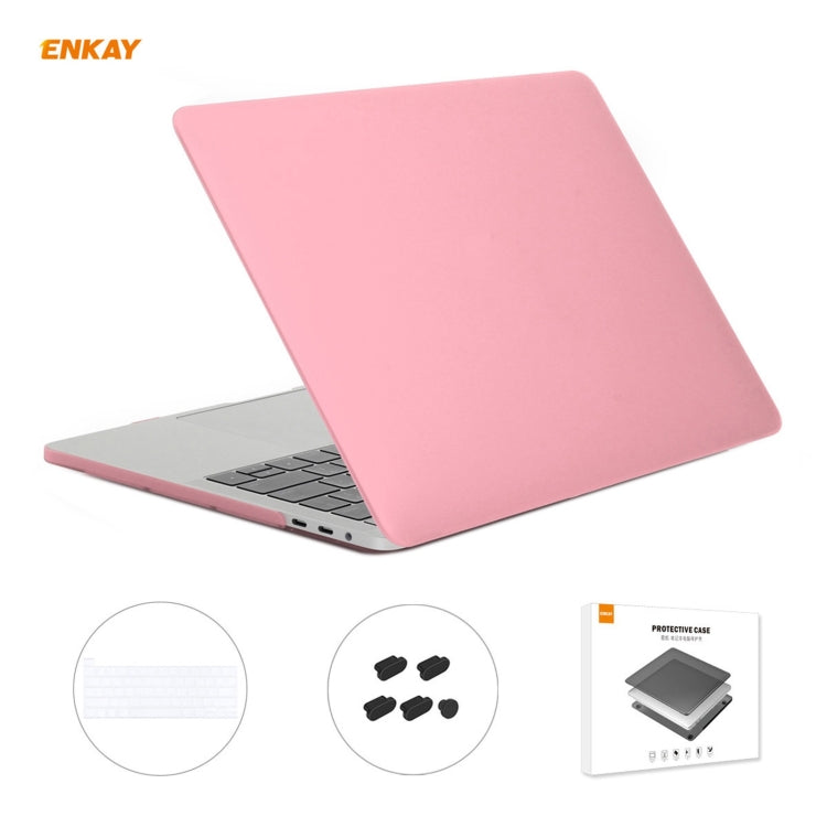 ENKAY 3 in 1 Matte Laptop Protective Case + US Version TPU Keyboard Film + Anti-dust Plugs Set for MacBook Pro 16 inch A2141 (with Touch Bar)(Pink) - MacBook Pro Cases by ENKAY | Online Shopping UK | buy2fix