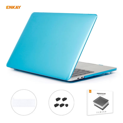 ENKAY 3 in 1 Crystal Laptop Protective Case + US Version TPU Keyboard Film + Anti-dust Plugs Set for MacBook Pro 16 inch A2141 (with Touch Bar)(Light Blue) - MacBook Pro Cases by ENKAY | Online Shopping UK | buy2fix