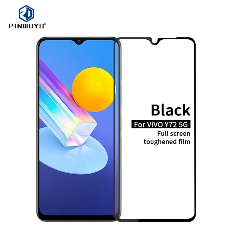 For vivo Y72 5G PINWUYO 9H 2.5D Full Screen Tempered Glass Film(Black) - vivo Tempered Glass by PINWUYO | Online Shopping UK | buy2fix