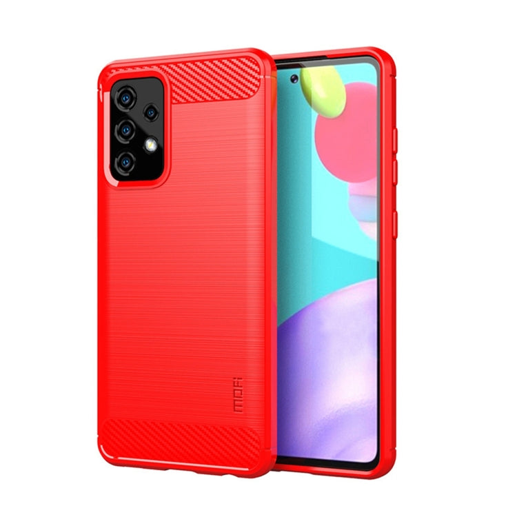 For Samsung Galaxy A52 5G/4G MOFI Gentleness Series Brushed Texture Carbon Fiber Soft TPU Case(Red) - Galaxy Phone Cases by MOFI | Online Shopping UK | buy2fix