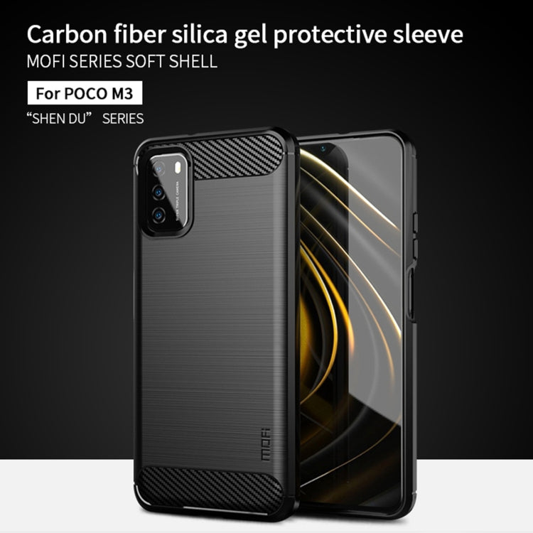 For Xiaomi Poco M3 / Redmi 9T MOFI Gentleness Series Brushed Texture Carbon Fiber Soft TPU Case(Red) - Xiaomi Cases by MOFI | Online Shopping UK | buy2fix