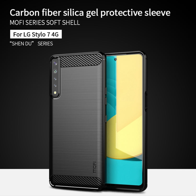 For LG Stylo 7 4G MOFI Gentleness Series Brushed Texture Carbon Fiber Soft TPU Case(Black) - LG by MOFI | Online Shopping UK | buy2fix