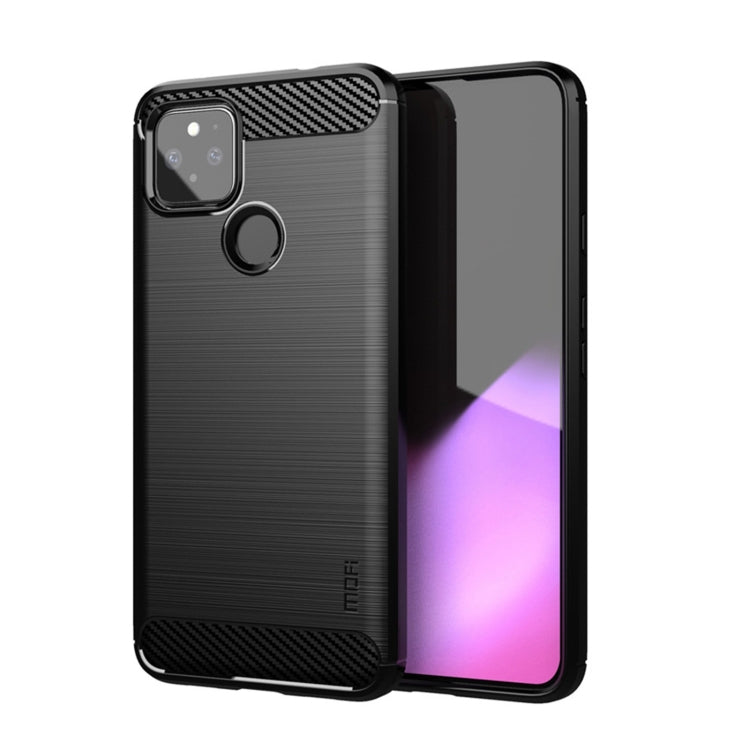 For Google Pixel 5a 5G MOFI Gentleness Series Brushed Texture Carbon Fiber Soft TPU Case(Black) - Google Cases by MOFI | Online Shopping UK | buy2fix