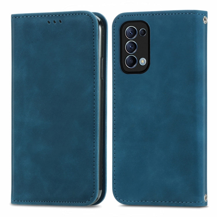 For OPPO Reno 5 5G /Find X3 Lite Retro Skin Feel Business Magnetic Horizontal Flip Leather Case With Holder & Card Slots & Wallet & Photo Frame(Blue) - OPPO Cases by buy2fix | Online Shopping UK | buy2fix