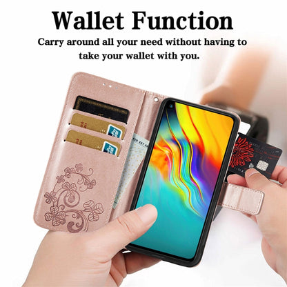 For  Doogee X96 Pro Four-leaf Clasp Embossed Buckle Mobile Phone Protection Leather Case with Lanyard & Card Slot & Wallet & Bracket Function(Magenta) - More Brand by buy2fix | Online Shopping UK | buy2fix