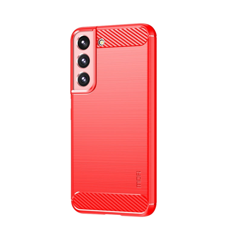 For Samsung Galaxy S22 5G MOFI Gentleness Series Brushed Texture Carbon Fiber Soft TPU Case(Red) - Galaxy S22 5G Cases by MOFI | Online Shopping UK | buy2fix