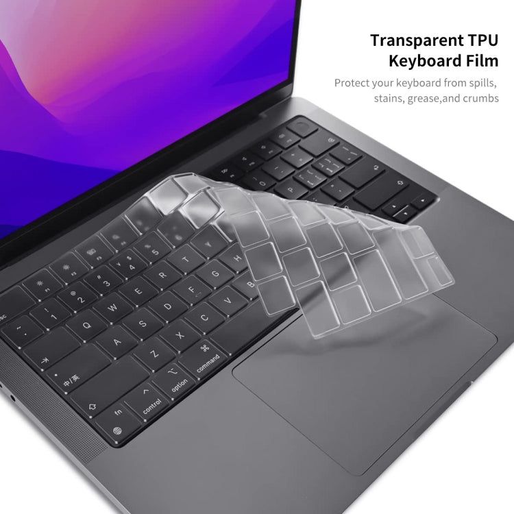 ENKAY Hat-Prince 3 in 1 Crystal Laptop Protective Case + TPU Keyboard Film + Anti-dust Plugs Set for MacBook Pro 16.2 inch A2485 2021/A2880 2023, Version:EU Version(Grey) - MacBook Pro Cases by ENKAY | Online Shopping UK | buy2fix