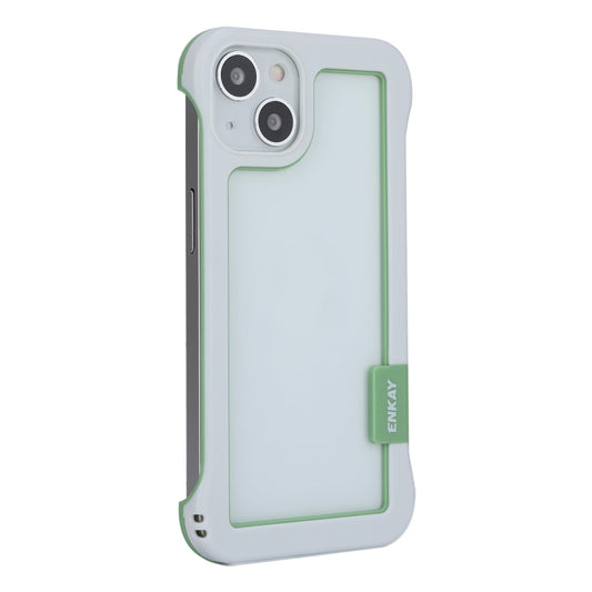 For iPhone 13 ENKAY Frameless Hollow Shockproof PC Case(White) - iPhone 13 Cases by ENKAY | Online Shopping UK | buy2fix