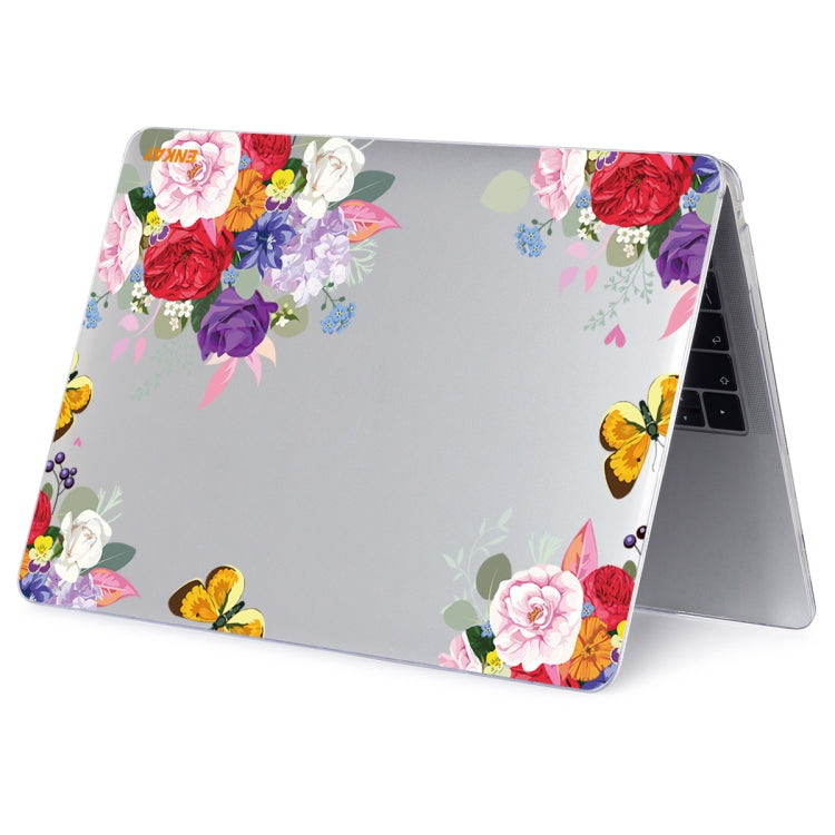 ENKAY Flower Series Pattern Laotop Protective Crystal Case For MacBook Pro 16.2 inch A2485 2021/A2880 2023(Rose) - MacBook Pro Cases by ENKAY | Online Shopping UK | buy2fix