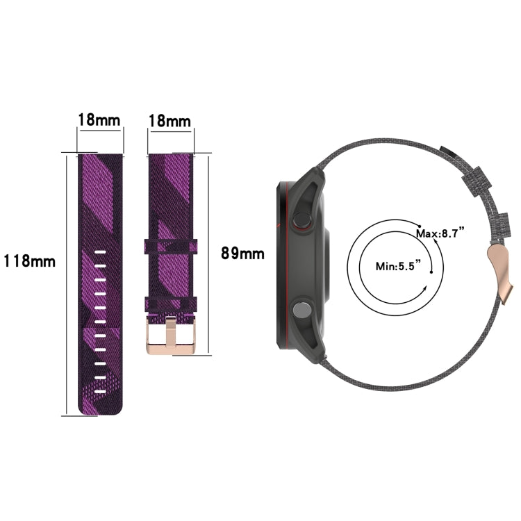 For Garmin Vivoactive 4S 18mm Nylon Woven Watch Band(Light Purple) - Watch Bands by buy2fix | Online Shopping UK | buy2fix