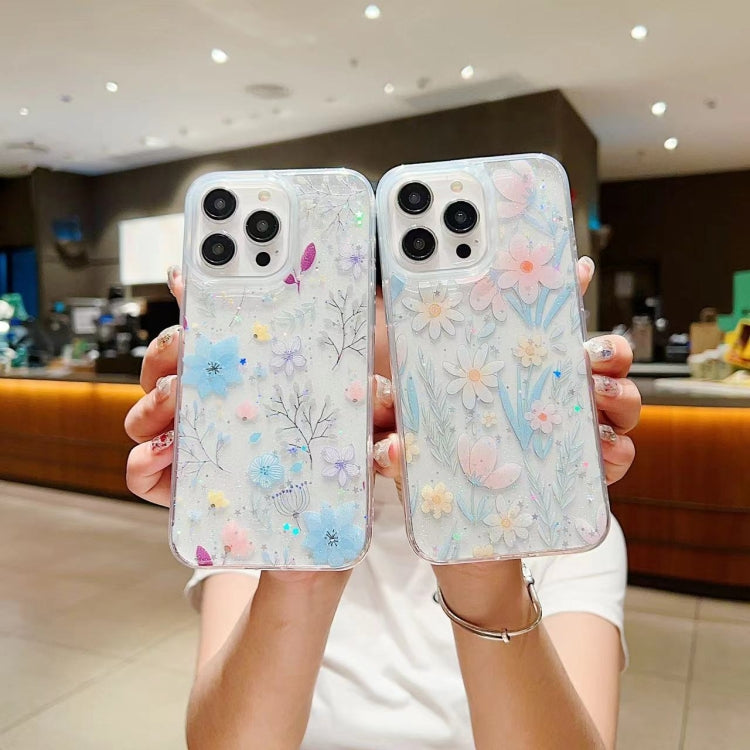 For iPhone 16 Pro Fresh Small Floral Epoxy TPU Phone Case(D02 Hand-painted Flower) - iPhone 16 Pro Cases by buy2fix | Online Shopping UK | buy2fix