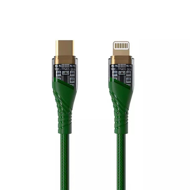 PD30W USB-C / Type-C to 8 Pin Transparent 3A Fast Charging Data Cable, Length: 1m(Green) - 2 in 1 Cable by buy2fix | Online Shopping UK | buy2fix