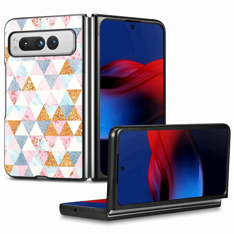 For Google Pixel Fold Colored Drawing Leather Skin Back Cover Phone Case(Rhombus) - Google Cases by buy2fix | Online Shopping UK | buy2fix