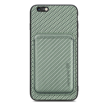 For iPhone 6 Plus / 6S Plus Carbon Fiber Leather Card Magsafe Magnetic Phone Case(Green) - More iPhone Cases by buy2fix | Online Shopping UK | buy2fix