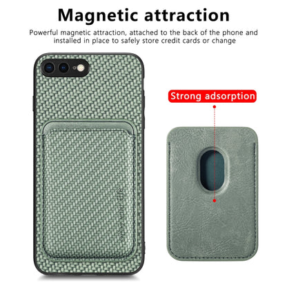 For iPhone 7 Plus / 8 Plus Carbon Fiber Leather Card Magsafe Magnetic Phone Case(Green) - More iPhone Cases by buy2fix | Online Shopping UK | buy2fix