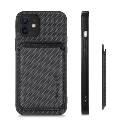 For iPhone 11 Pro Max Carbon Fiber Leather Card Magsafe Magnetic Phone Case(Black) - iPhone 11 Pro Max Cases by buy2fix | Online Shopping UK | buy2fix