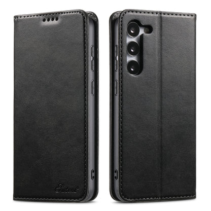 For Samsung Galaxy S24 Ultra 5G Suteni Calf Texture Horizontal Flip Leather Phone Case(Black) - Galaxy S24 Ultra 5G Cases by Suteni | Online Shopping UK | buy2fix