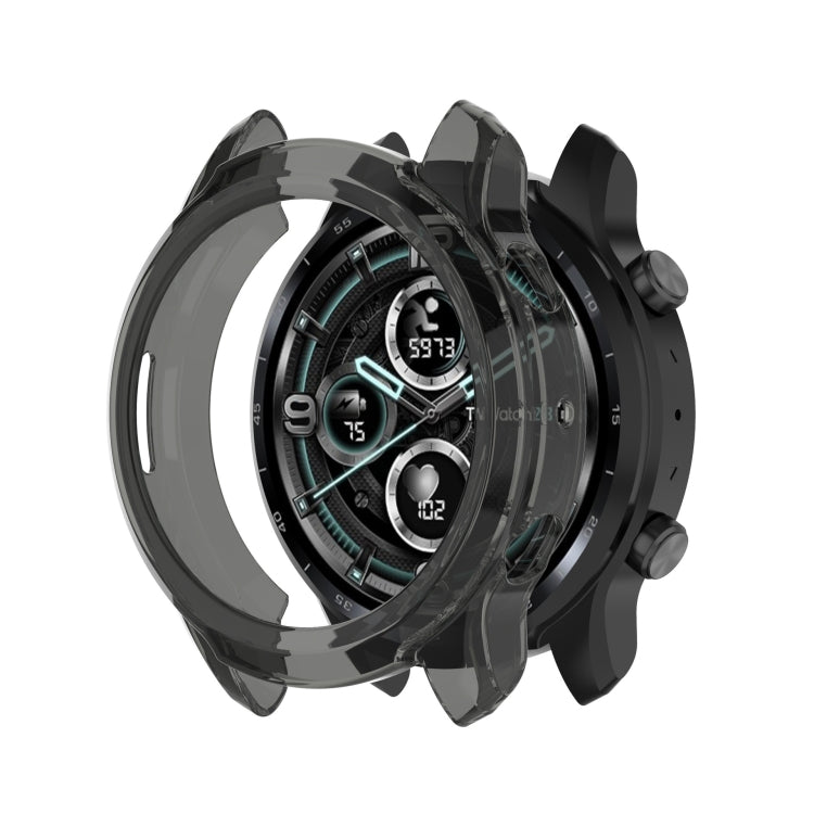 For Ticwatch Pro 3 Ultra TPU Color Transparent Half Wrapped Protective Shell(Transparent Black) - Watch Case by buy2fix | Online Shopping UK | buy2fix