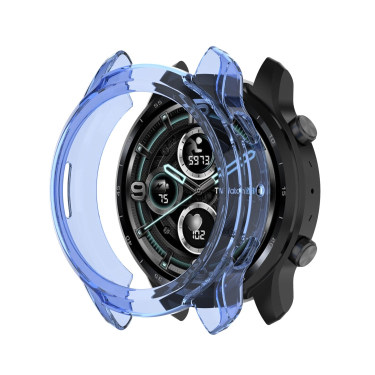 For Ticwatch Pro X TPU Color Transparent Half Wrapped Protective Shell(Transparent Blue) - Watch Case by buy2fix | Online Shopping UK | buy2fix