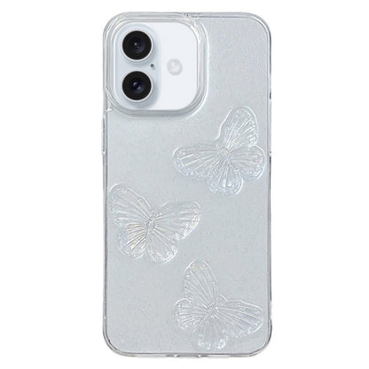 For iPhone 16 Plus Clear Crystal Butterflies TPU Phone Case(Transparent) - iPhone 16 Plus Cases by buy2fix | Online Shopping UK | buy2fix