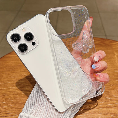 For iPhone 16 Plus Clear Crystal Butterflies TPU Phone Case(Transparent) - iPhone 16 Plus Cases by buy2fix | Online Shopping UK | buy2fix