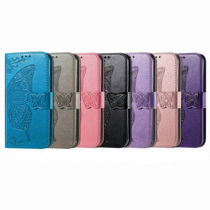 For Motorola Moto G  Play  2024 Butterfly Love Flower Embossed Leather Phone Case(Blue) - Motorola Cases by buy2fix | Online Shopping UK | buy2fix