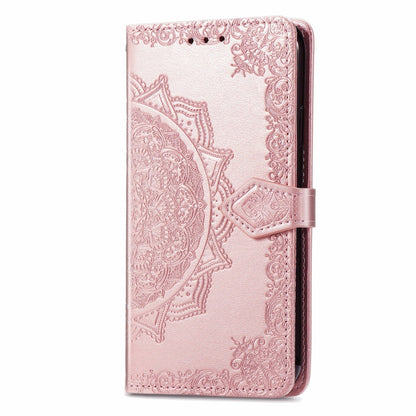 For Motorola Moto G Play 2024 Mandala Flower Embossed Leather Phone Case(Rose Gold) - Motorola Cases by buy2fix | Online Shopping UK | buy2fix