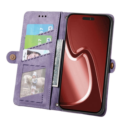 For iPhone 16 Geometric Zipper Wallet Side Buckle Leather Phone Case(Purple) - iPhone 16 Cases by buy2fix | Online Shopping UK | buy2fix