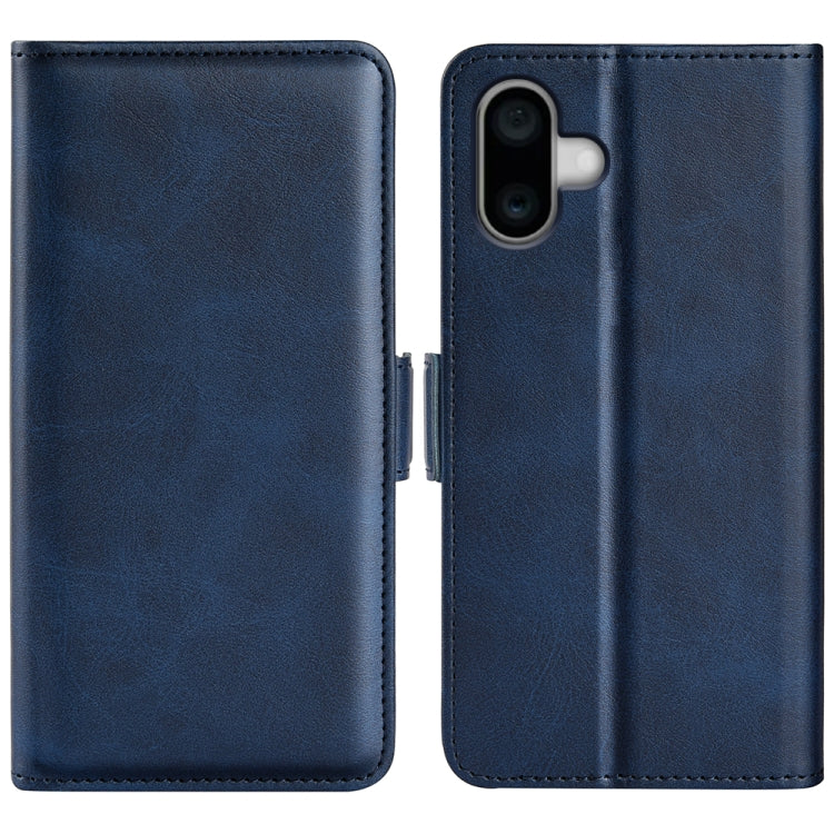 For iPhone 16 Dual-side Magnetic Buckle Horizontal Flip Leather Phone Case(Dark Blue) - iPhone 16 Cases by buy2fix | Online Shopping UK | buy2fix