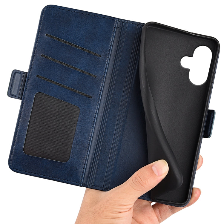 For iPhone 16 Dual-side Magnetic Buckle Horizontal Flip Leather Phone Case(Dark Blue) - iPhone 16 Cases by buy2fix | Online Shopping UK | buy2fix