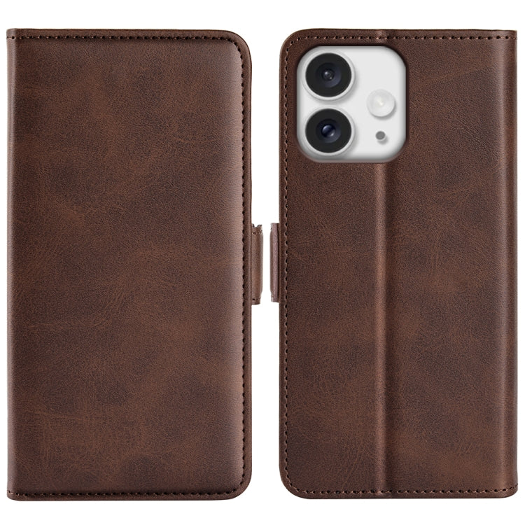 For iPhone 16 Pro Dual-side Magnetic Buckle Horizontal Flip Leather Phone Case(Brown) - iPhone 16 Pro Cases by buy2fix | Online Shopping UK | buy2fix