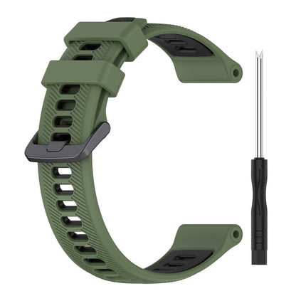 For Garmin Forerunner 955 Sports Two-Color Silicone Watch Band(Army Green+Black) - Watch Bands by buy2fix | Online Shopping UK | buy2fix