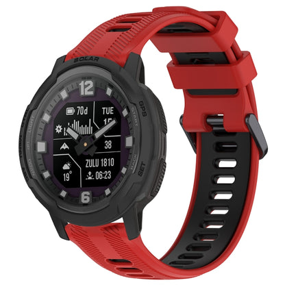 For Garmin Instinct Crossover Sports Two-Color Silicone Watch Band(Red+Black) - Watch Bands by buy2fix | Online Shopping UK | buy2fix