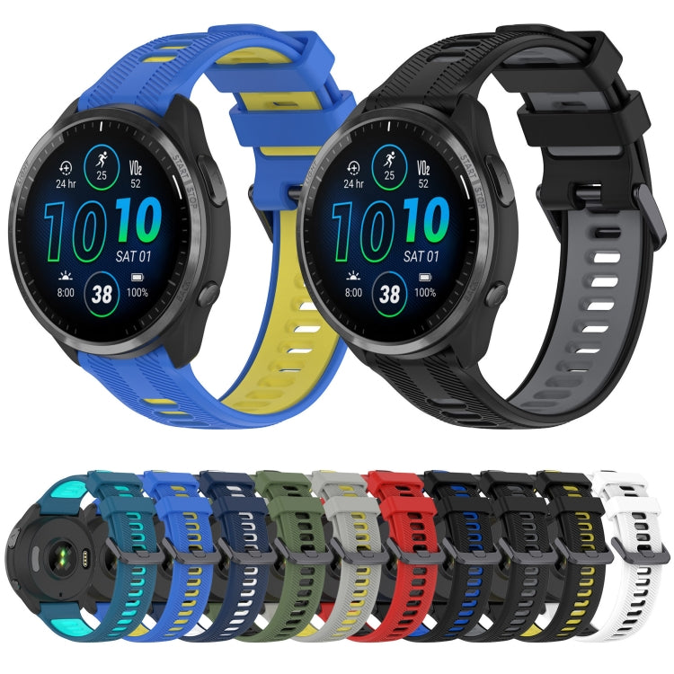 For Garmin Fenix 7 Sports Two-Color Silicone Watch Band(Black+Blue) - Watch Bands by buy2fix | Online Shopping UK | buy2fix