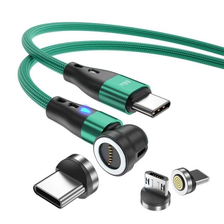 ENKAY PD60W Type-C to Type-C / 8 Pin / Micro USB Magnetic 540 Degrees Rotating Fast Charging Cable, Length:2m(Green) - Charging Cable & Head by ENKAY | Online Shopping UK | buy2fix