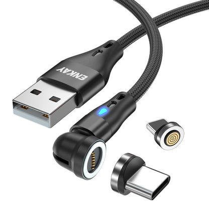 ENKAY 3A USB to Type-C / 8 Pin Magnetic 540 Degrees Rotating Fast Charging Cable, Length:2m(Black) - Charging Cable & Head by ENKAY | Online Shopping UK | buy2fix