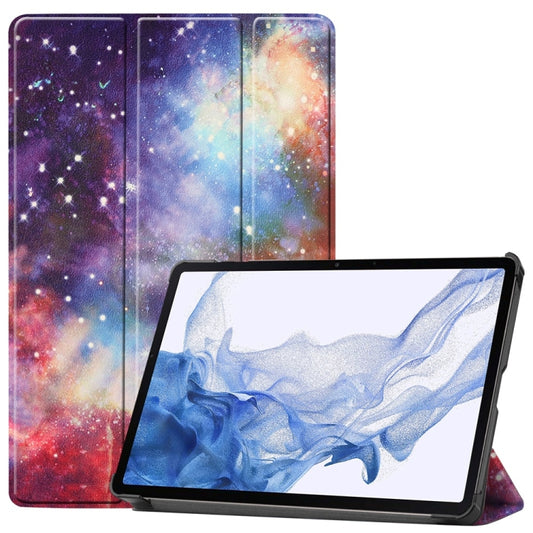 For Samsung Galaxy Tab S9 JUNSUNMAY Custer Painted 3-Fold Stand Leather Smart Tablet Case(Graffiti) - Galaxy Tab S9 Cases by JUNSUNMAY | Online Shopping UK | buy2fix