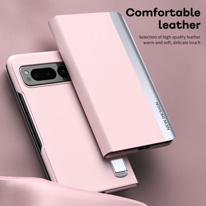 For   Google Pixel Fold Side Electroplating Adsorption Ultra-thin Leather Phone Case(Pink) - Google Cases by buy2fix | Online Shopping UK | buy2fix