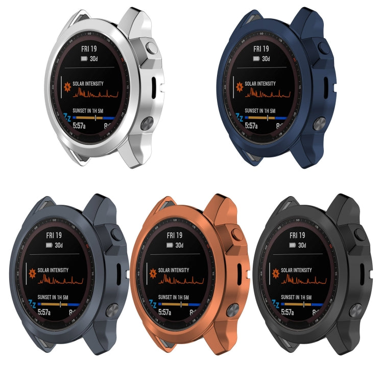 For Garmin Fenix 7 Pro Half Package Electroplated TPU Watch Protective Case(Sliver) - Watch Cases by buy2fix | Online Shopping UK | buy2fix