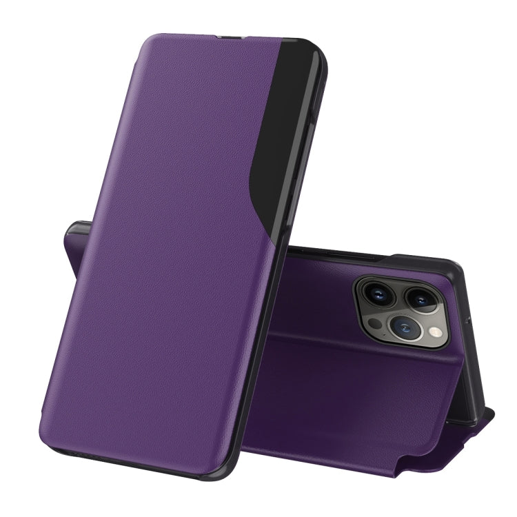 For iPhone 16 Pro Max Side Display Flip Leather Phone Case(Purple) - More iPhone Cases by buy2fix | Online Shopping UK | buy2fix