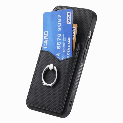 For OnePlus 11 Carbon Fiber Card Wallet Ring Holder Phone Case(Black) - OnePlus Cases by buy2fix | Online Shopping UK | buy2fix