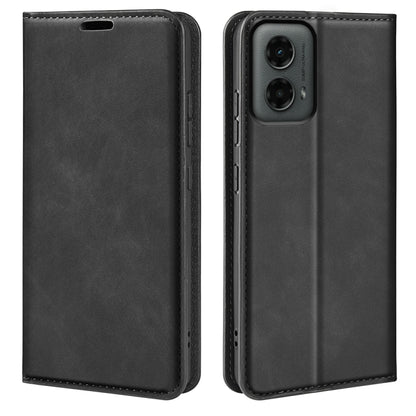 For Motorola Moto G 5G 2024 Retro-skin Magnetic Suction Leather Phone Case(Black) - Motorola Cases by buy2fix | Online Shopping UK | buy2fix