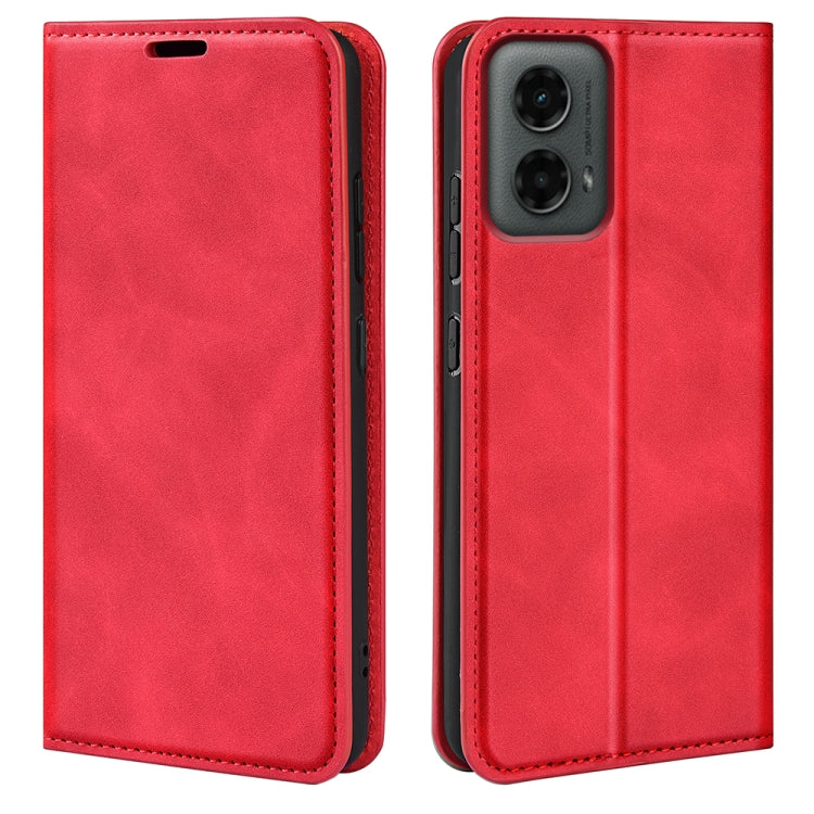 For Motorola Moto G 5G 2024 Retro-skin Magnetic Suction Leather Phone Case(Red) - Motorola Cases by buy2fix | Online Shopping UK | buy2fix