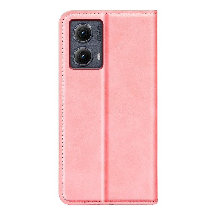 For Motorola Edge 5G 2024 Retro-skin Magnetic Suction Leather Phone Case(Pink) - Motorola Cases by buy2fix | Online Shopping UK | buy2fix